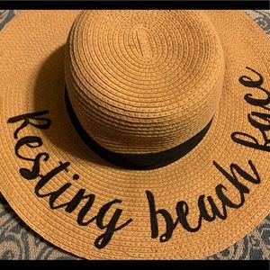 Resting Beach Face floppy straw sun hat